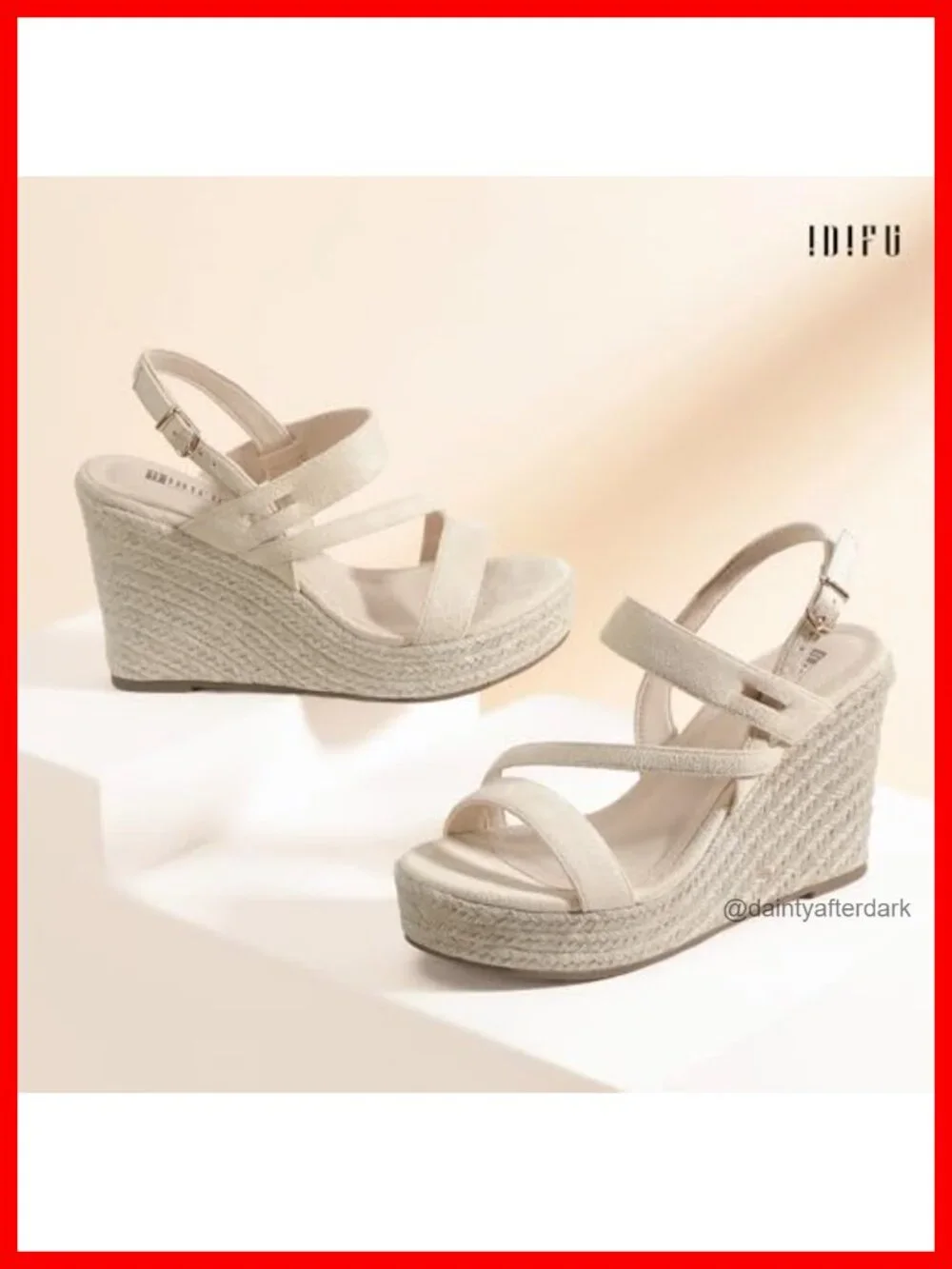 IDIFU Women's 4 Inch Espadrille Wedge Sandals Ankle Strap Platform Heels